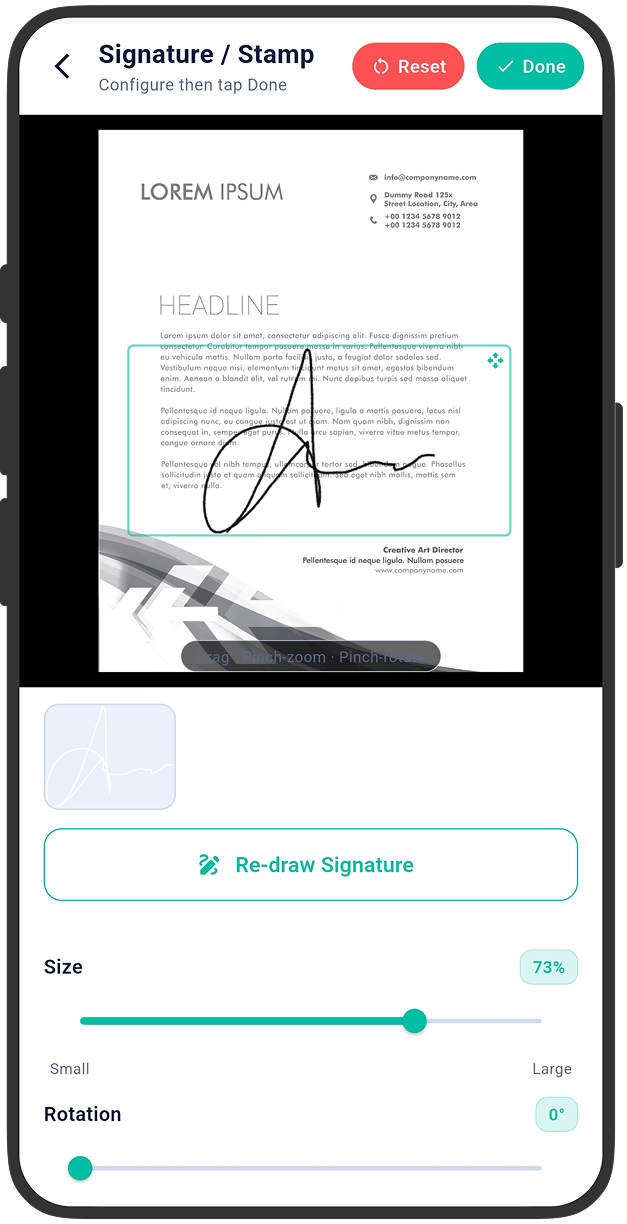 Signature and stamp